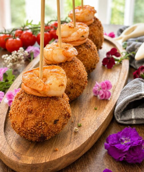 Nyársra tűzött garnélás krokettek